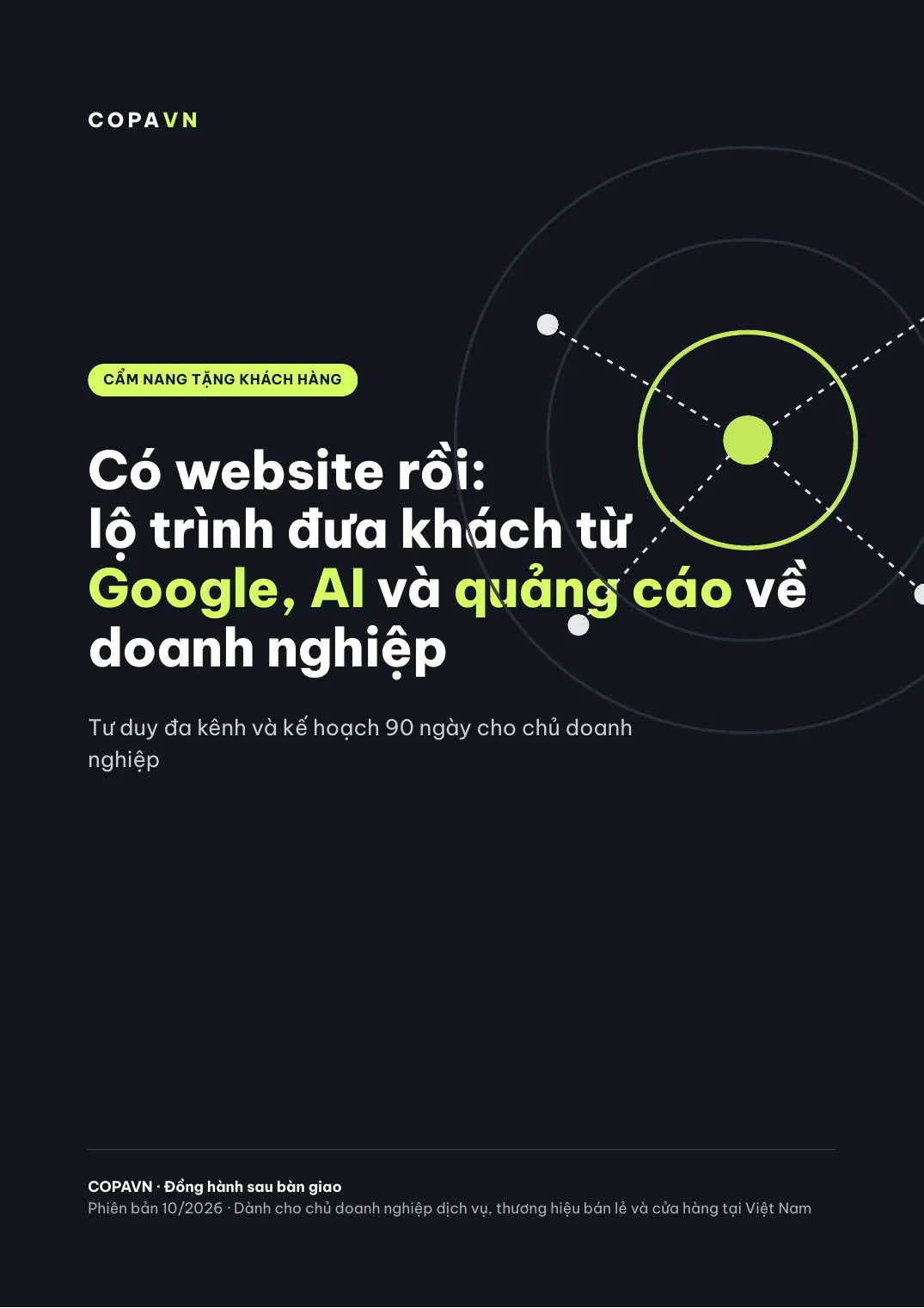 Bìa cẩm nang Có website rồi: lộ trình đưa khách từ Google, AI và quảng cáo về doanh nghiệp